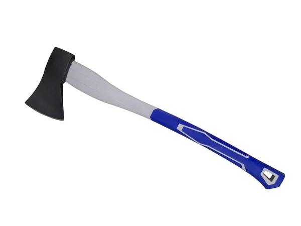 New Axe Blue Handle Isolated White Background — Stock Photo, Image