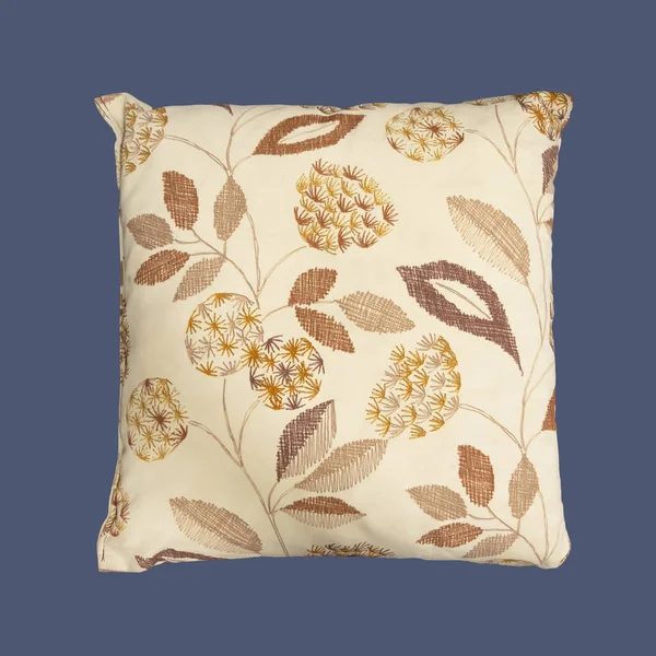 Decorative pillow with floral pattern, isolated.