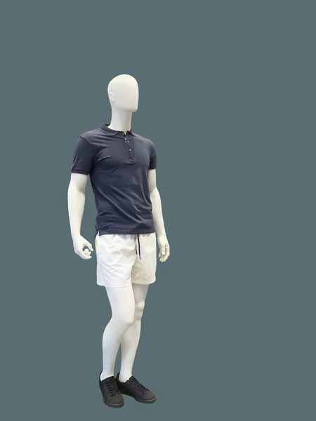 Full Length Male Mannequin Summer Clothes Isolated Brand Names Copyright — Stock Photo, Image