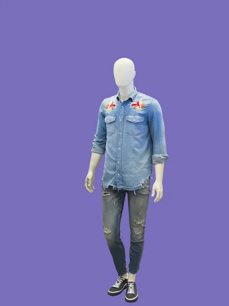 Ολόσωμο Αρσενικό Μανεκέν Ντυμένος Casual Ρούχα Απομονωμένη Καμία Επωνυμιών Πνευματικών — Φωτογραφία Αρχείου