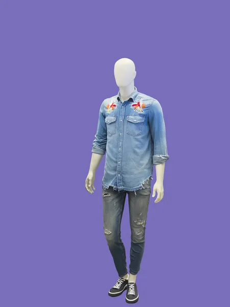 Maniquí Masculino Cuerpo Entero Vestido Con Ropa Casual Aislado Hay —  Fotos de Stock