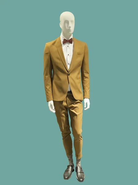 Full Length Male Mannequin Dressed Fashionable Clothes Isolated Brand Names — Stock Photo, Image