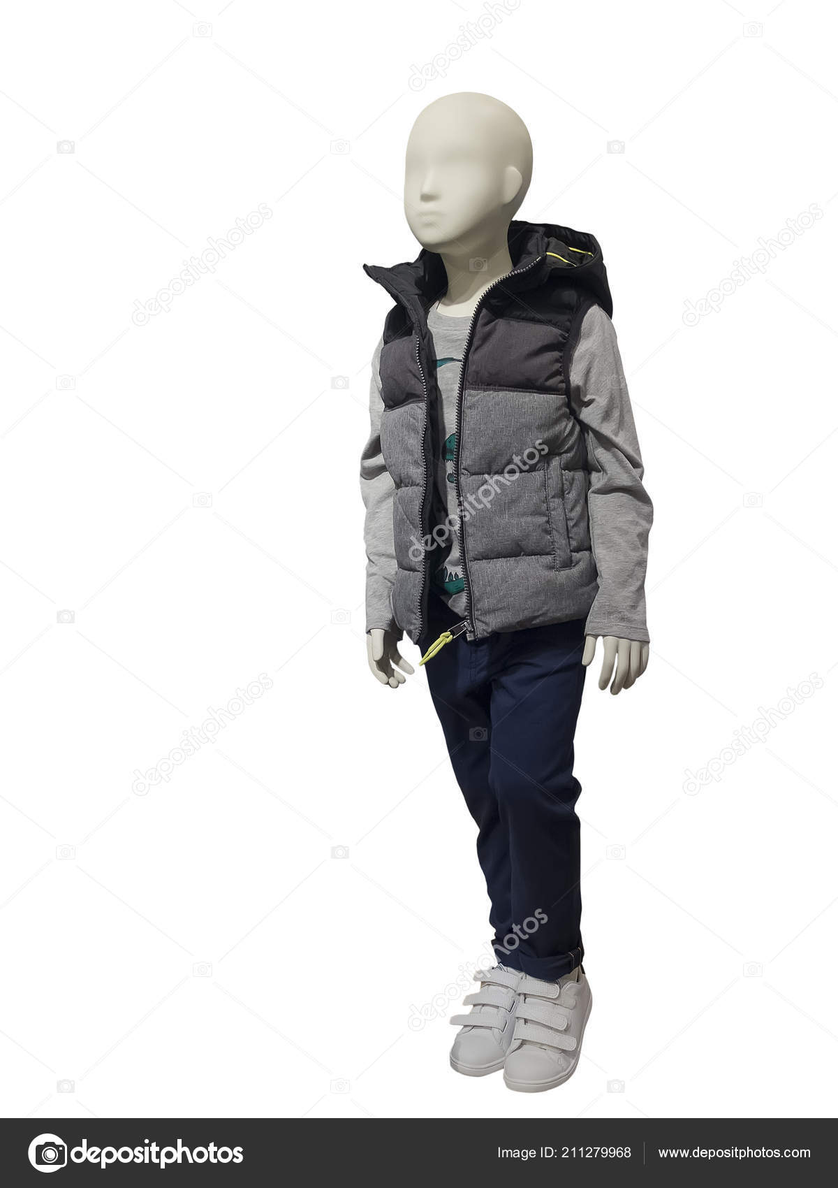 Full Length Child Mannequin Dressed Fashionable Kids Wear Isolated White  Stock Photo by ©modustollens 211279968
