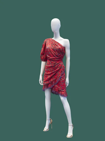 Maniquí Femenino Cuerpo Entero Con Vestido Rojo Moda Aislado Sobre —  Fotos de Stock
