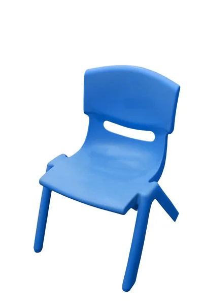 Little Plastic Blue Chair Isolated White Background — Stock Photo, Image