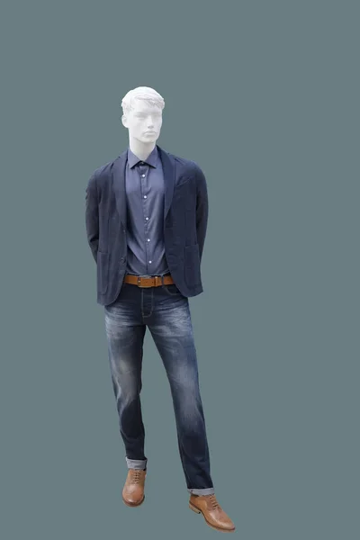 Full Length Male Mannequin Dressed Fashionable Clothes Isolated Brand Names — Stock Photo, Image