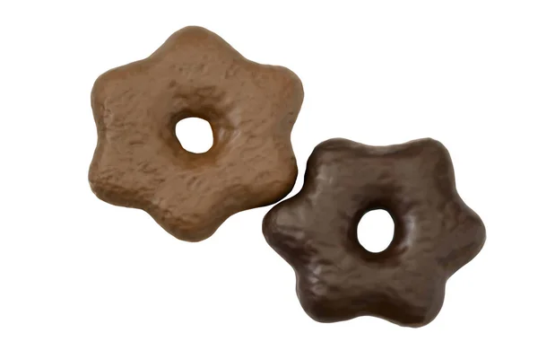 Two Chocolates Gingerbread Shape Star Isolated White Background — Stock Photo, Image