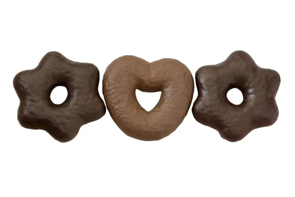 Tres Chocolates Pan Jengibre Forma Diferente Aislado Fondo Blanco —  Fotos de Stock