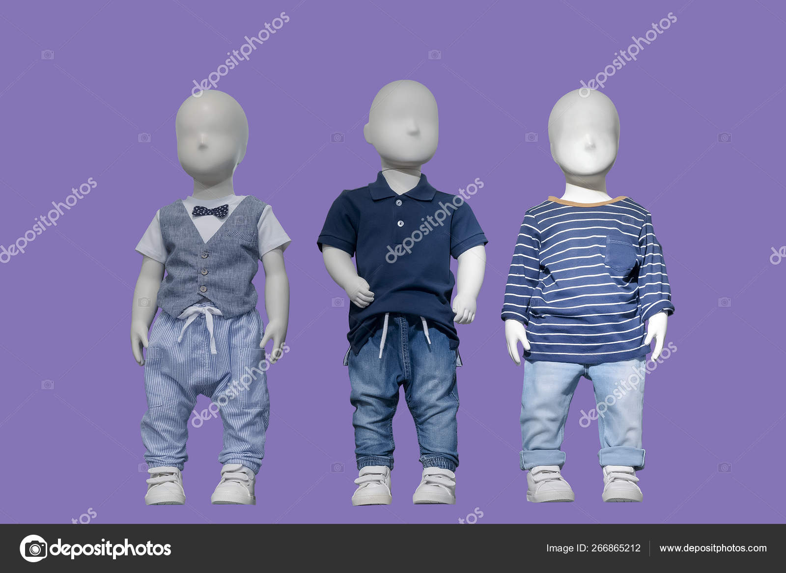 Three Mannequins Dressed In Kids Wear Stock Photo - Download Image