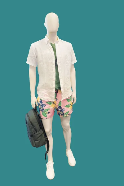 Maniquí Masculino Longitud Completa Vestido Con Camisa Manga Corta Con —  Fotos de Stock