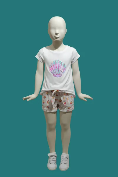 Manequim Infantil Comprimento Total Vestido Com Roupas Moda Isolado Sem — Fotografia de Stock