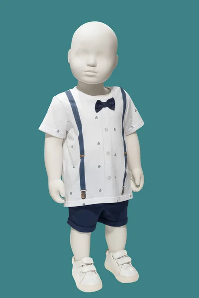 Manequim Infantil Comprimento Total Vestido Com Roupas Crianças Moda Isolado — Fotografia de Stock