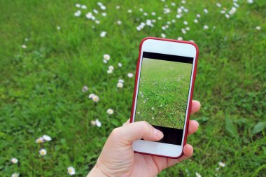 Kız çim resmi çeker