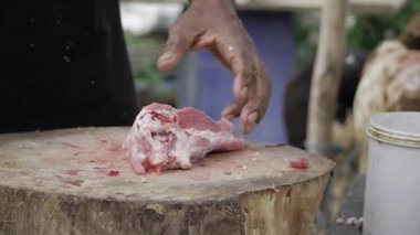 Hand Cutting Meat - Fresh and Delicious