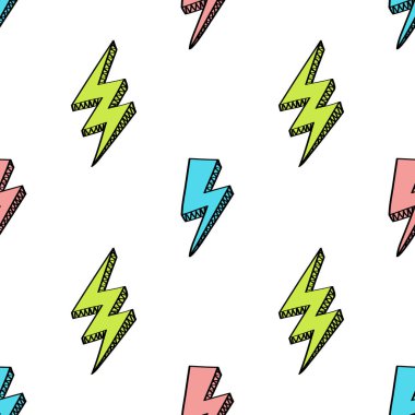 Yıldırımile vektör soyut retro desen. Çizgi roman tarzında trendy gök gürültüsü arka plan.