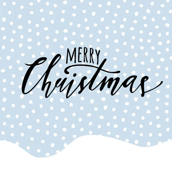 落雪と手描きのレタリングとシームレスなパターンを持つベクトルメリークリスマスイラスト。休日の挨拶ポスターのための創造的なタイポグラフィ — ストックベクタ
