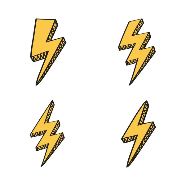 Vector retro set with lightning bolt signs in comic style — Stock Vector