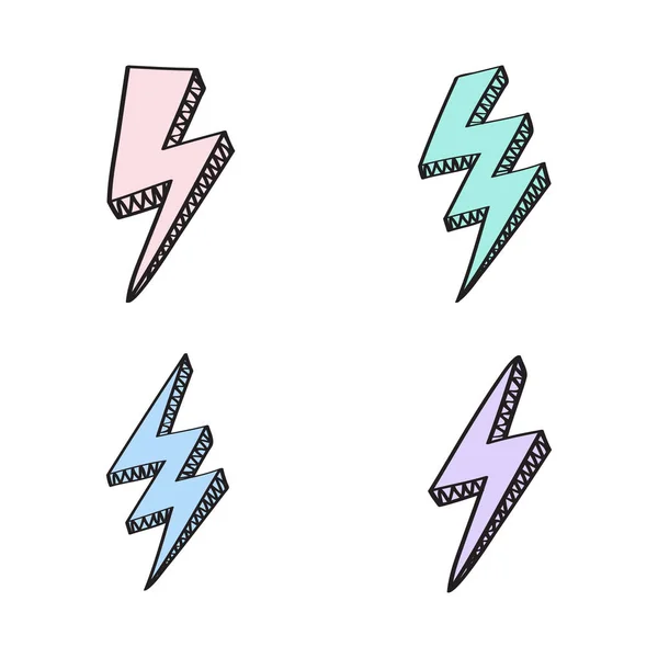 矢量复古设置与闪电标志在漫画风格 — 图库矢量图片