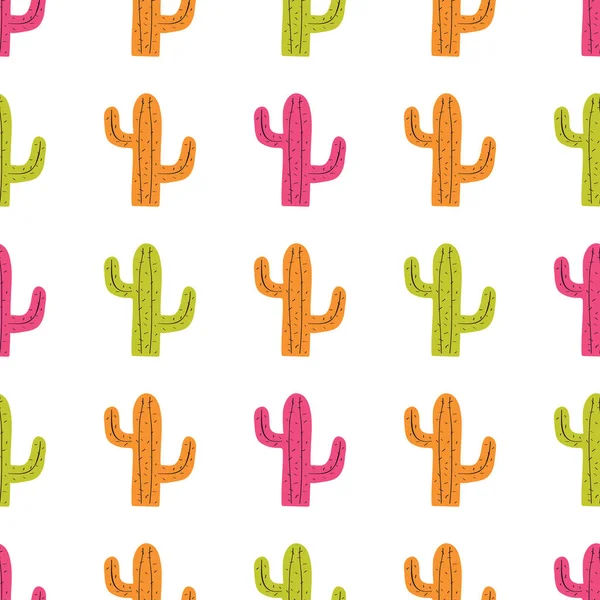 Patrón sin costura vectorial con lindos cactus coloridos. Diseño moderno para moda, estampado, póster, tarjeta, textil . — Vector de stock
