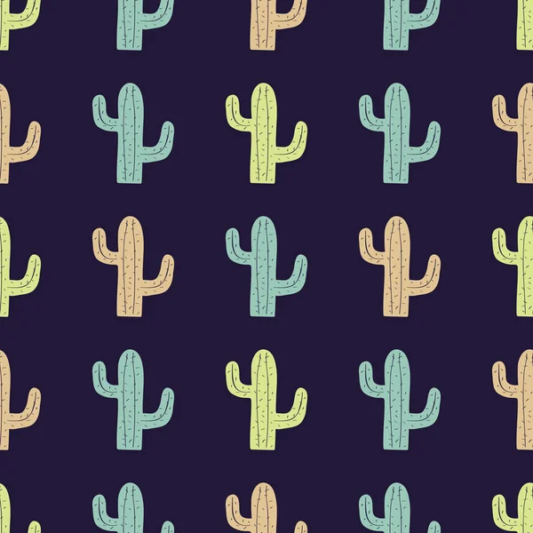 Vector seamless pattern with cute colorful cactuses. Modern design for fashion, print, poster, card, textile. — Stock Vector