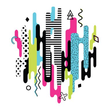 Vektör modern dinamik kompozisyon renk ve geometrik elemanları çeşitli yuvarlak şekillerden yapılmış. Soyut yaratıcı arka plan.