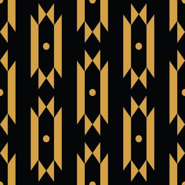 Vektör trendy siyah ve altın dikişsiz dekoratif etnik desen. Boho geometrik tarzı.