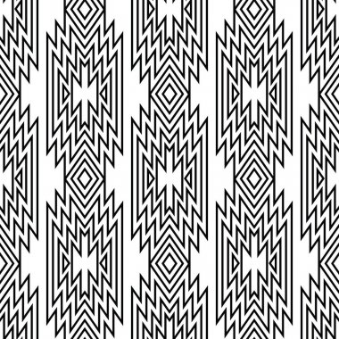 Vektör trendy siyah ve beyaz dikişsiz dekoratif etnik desen