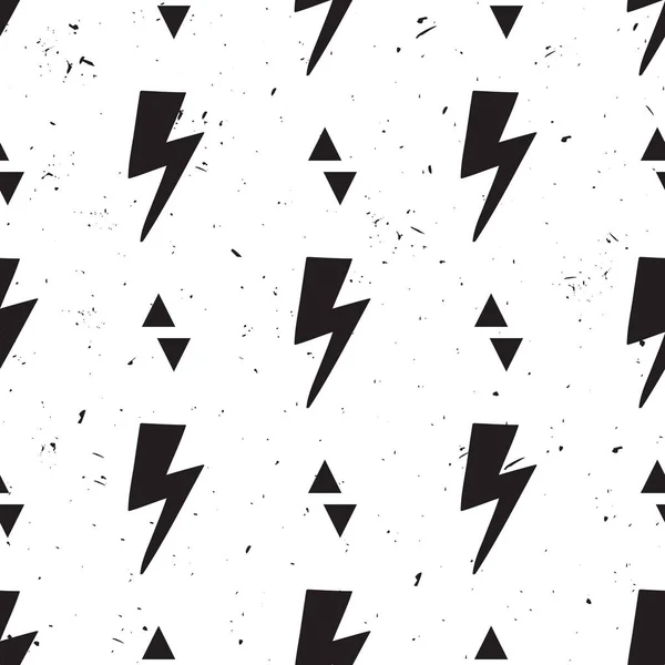 Vector abstracte hipster grunge patroon met bliksem bouten en driehoeken. Trendy Thunder achtergrond. — Stockvector