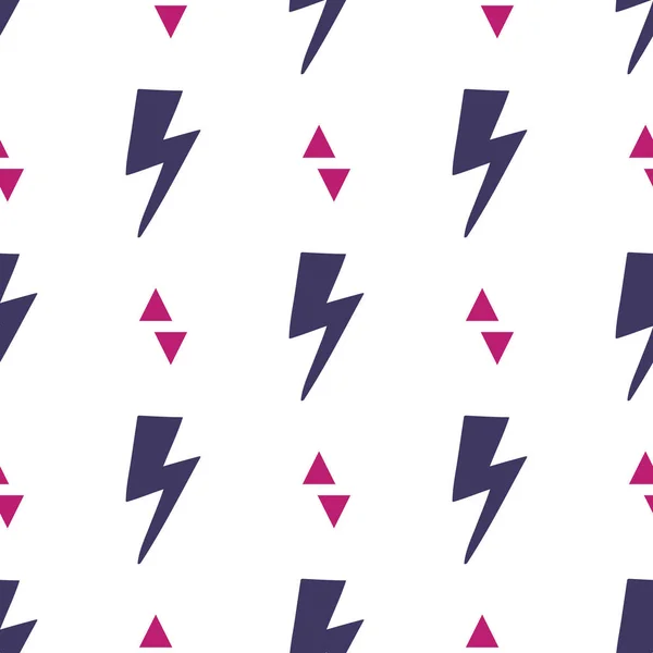 Vector abstract hipster pattern with lightning bolts and triangles. Trendy thunder background. — Stock Vector