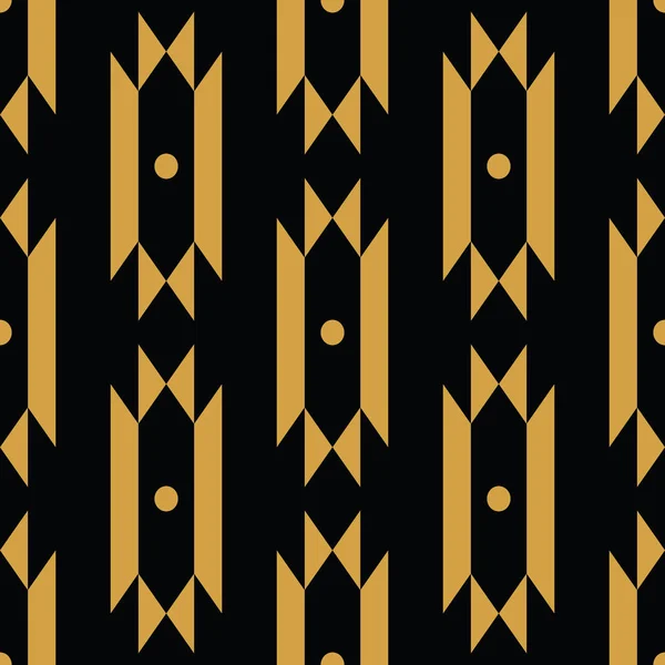 Vector trendige Schwarz-Gold nahtlose dekorative ethnische Muster. Boho geometrischer Stil. — Stockvektor