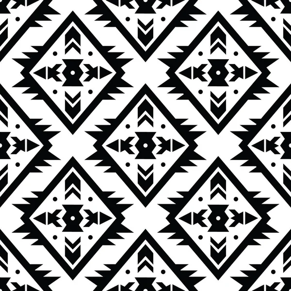 Vector trendy zwart-wit naadloze decoratieve etnische patroon stijl. — Stockvector