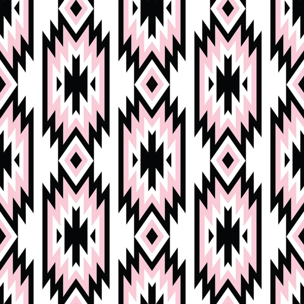 Trendy modello etnico decorativo senza cuciture vettore. Colori rosa e nero. Stile geometrico Boho . — Vettoriale Stock