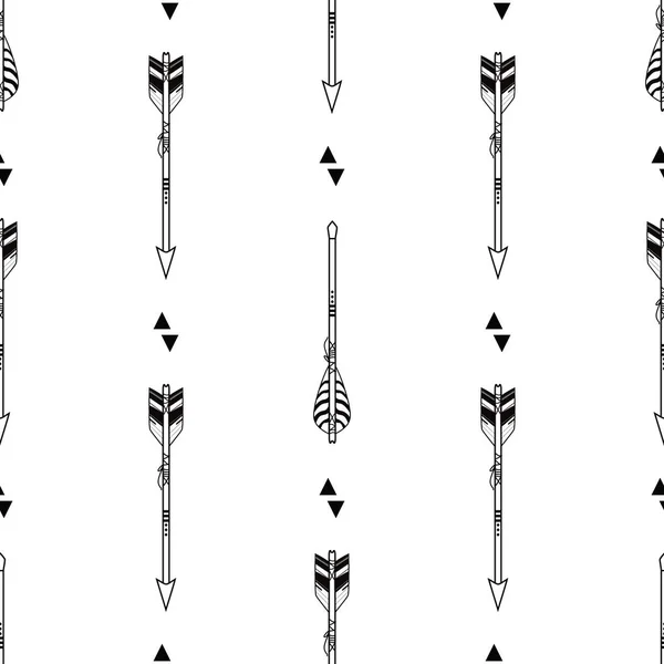 Modèle vectoriel sans couture avec des flèches tribales et des triangles. Style Boho — Image vectorielle