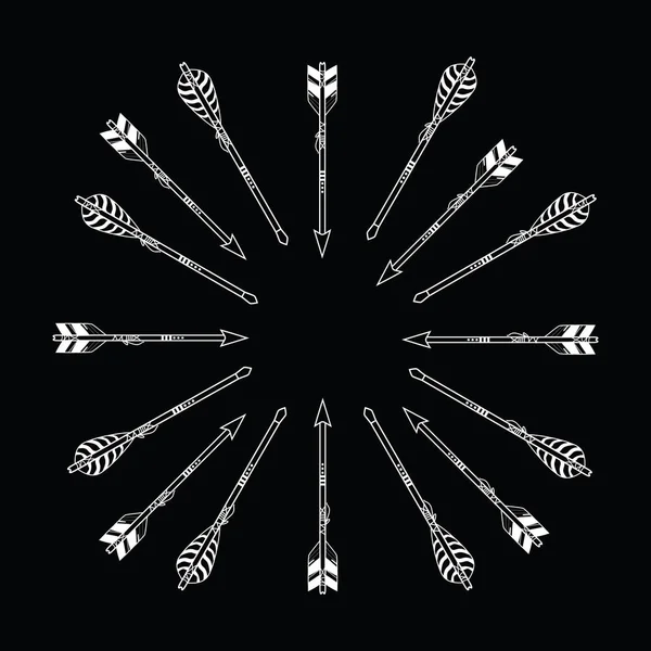 Векторная черно-белая этническая иллюстрация со стрелками в стиле бохо. Дизайн племени . — стоковый вектор