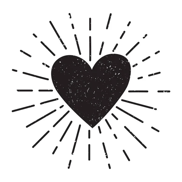 Illustration vectorielle de grunge avec coeur et rayon de soleil — Image vectorielle