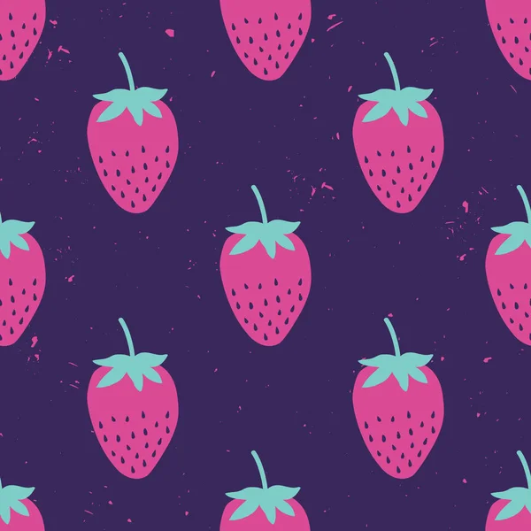 Patrón sin costura vectorial con fresas. Fondo de fruta lindo verano . — Vector de stock