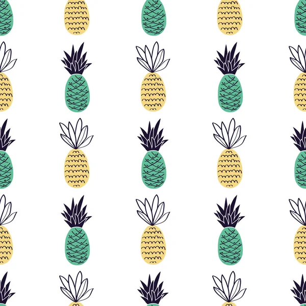 Patrón sin costura vectorial con piñas. Fondo de fruta lindo verano . — Vector de stock