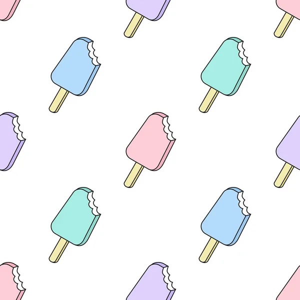 噛まれたアイスクリームとベクトルトレンディなシームレスなパターン。現代の夏のファッションプリントの背景 — ストックベクタ