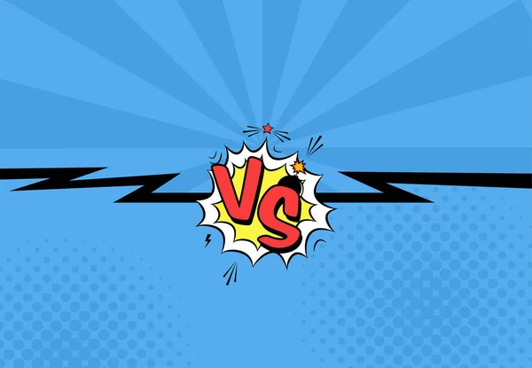 Illustration vectorielle de versus lettres avec bulle vocale, bombe explosive dans le style pop art comique — Image vectorielle
