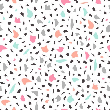 Vektör dikişsiz terrazzo desen. Dokulu yüzeye sahip arka plan