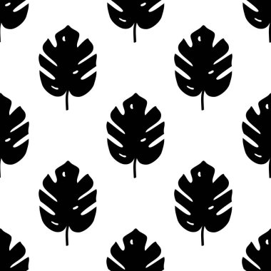 Monstera palmiye yaprakları ile vektör dikişsiz desen. Trendy yaz tropikal tasarım.