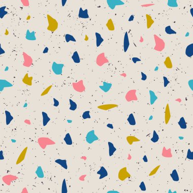 Vektör dikişsiz terrazzo desen. Dokulu yüzeye sahip arka plan