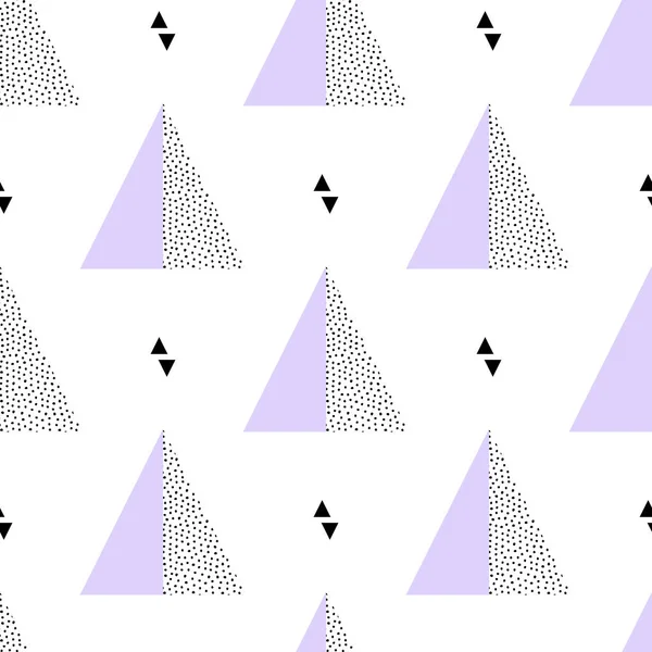 Vektor nahtloses Retro-Memphis-Muster mit dreieckigen geometrischen Elementen. trendige Geometrie im Hipster-Stil. geeignet für Poster, Cover, Drucke. — Stockvektor