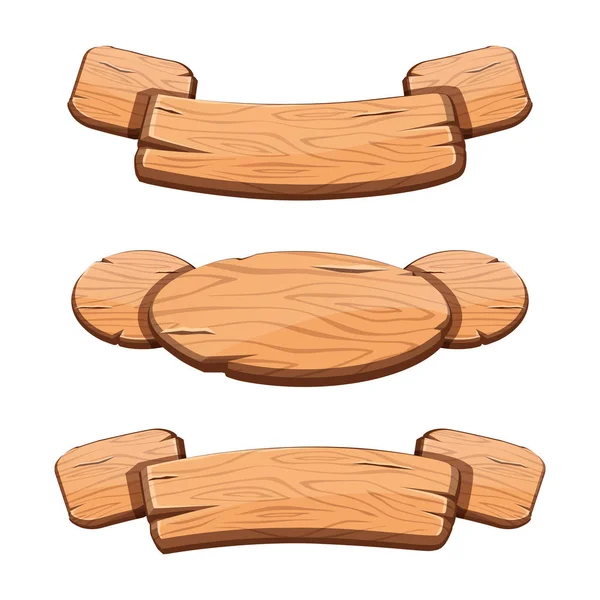 Vektor-Set mit Cartoon-Holzbändern für Spielanlagen, ui devel — Stockvektor