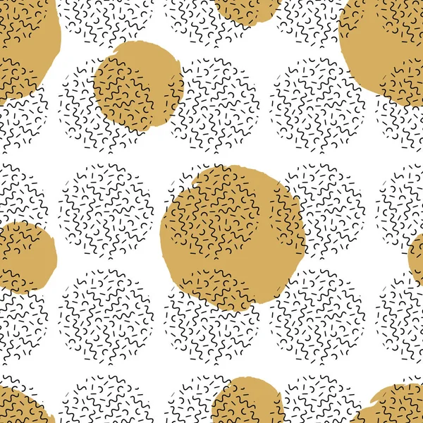 Vector seamless pattern with different round elements. Abstract trendy background. — Stock Vector