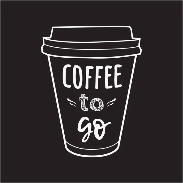 Vektor illustration av en take away kaffekopp med frasen "Coffee to go". Vintage teckning för dryckes-och dryckesmeny eller Café design. — Stock vektor