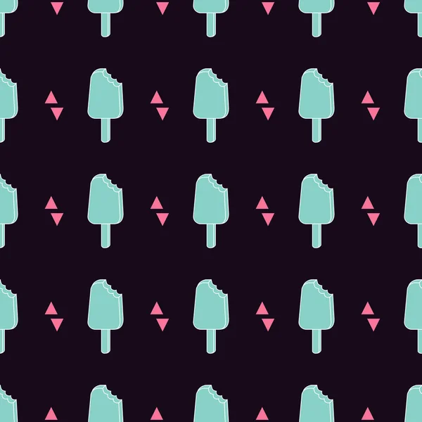 Vector trendy naadloze patroon met gebeten ijs en driehoeken. Moderne zomer mode print achtergrond — Stockvector