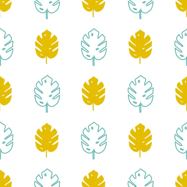 モンスターヤシの葉とベクトルシームレスなパターン。トレンディな夏のトロピカルデザイン. — ストックベクタ
