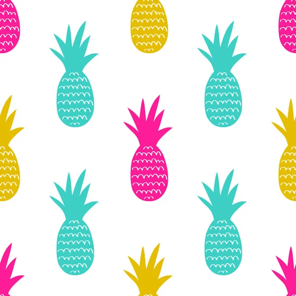 Patrón sin costura vectorial con piñas. Fondo de fruta lindo verano . — Vector de stock