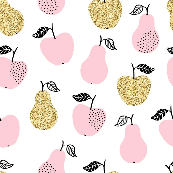 リンゴと梨のベクトルシームレスなパターン。スカンジナビアデザイン — ストックベクタ